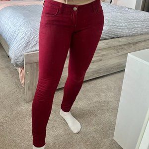 Express maroon skinny jeans